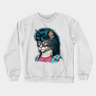 Tabby Cat With Mullet Crewneck Sweatshirt